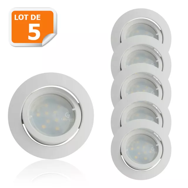 Lot de 5 Spot Led Encastrable Complete Blanc Orientable lumière Blanc Neutre ...