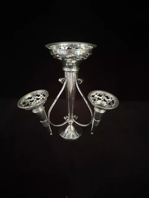 Antique Silver Plate 3 Arm Epergne Table Centrepiece