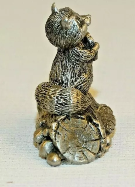 Little Gallery Miniature Pewter Figurine 1983 Raccoon Holding A Carved Heart 2