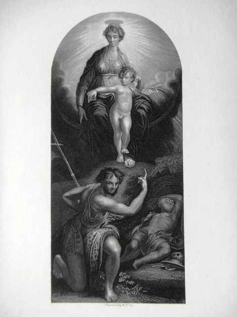 ANTIQUE ENGRAVING 19th century - THE MINK OF SAINT JEROME