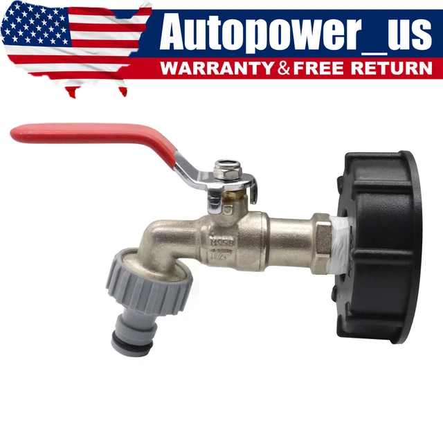 IBC TOTE TANK Valve Drain Adapter 1/2" Garden Hose Faucet Water