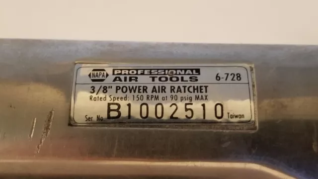 Napa Professional Air Tools 3/8" Drive Heavy Duty Air Ratchet 45 ft/lbs 6-728 4