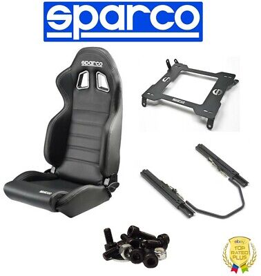 Sparco Black Vinyl Seat w/Base + Track Set + Mount Kit For 97-04 Chevy Corvette