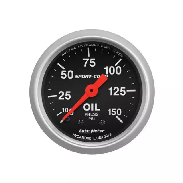 Autometer Sport-Comp 2-1/16" Oil Pressure Gauge 0-150 Psi Mechanical AU3323