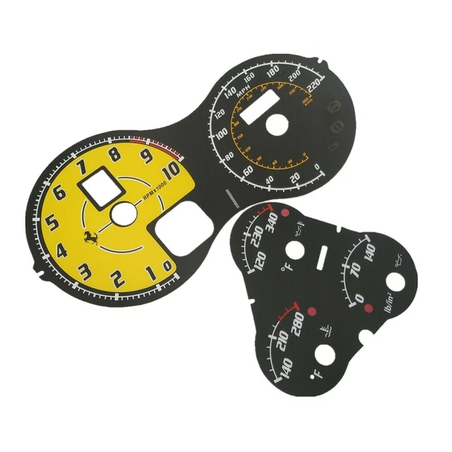 220MPH DASHBOARD INSTRUMENT Cluster Overlay Gauge Faces ForFerrari 360