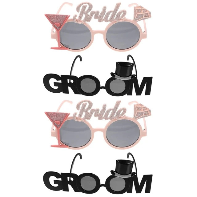 4 Pcs Bachelor Party Glasses Bride Groom Glasses Makeup Glasses Wedding