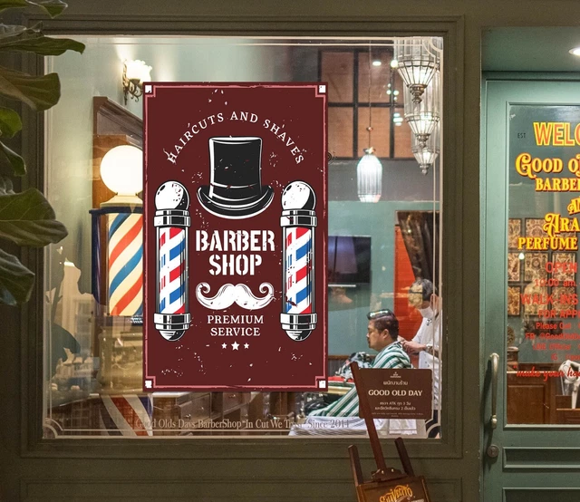 3D MAN HAIR Cut A565 Barber Shop Window Stickers Vinyl Wallpaper Wall ...