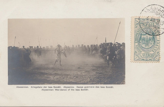 Äthiopien: 1914: Ansichtskarte Abesinien: Kriegstanz Somali, Verlag Adis-Ababa