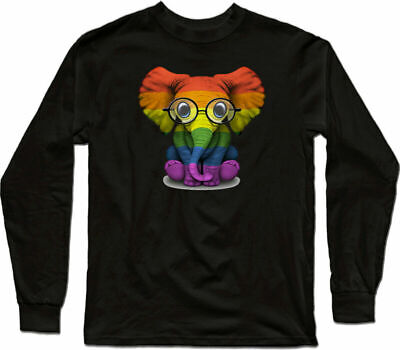 Pride a maniche lunghe con elefante LGBT Gay Occhiali T Camicia SOHO Pride Arcobaleno Baby