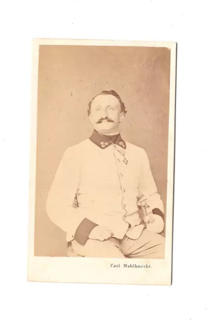 Mahlknecht CDV Foto K.u.k. Soldat mit Orden / Kaiserjäger ? - Wien 1860er