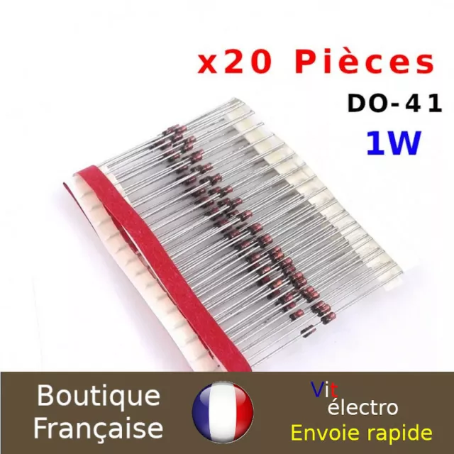 X20 Pcs Diode Zener do-41, 1N4752A 33V 1W 7283A