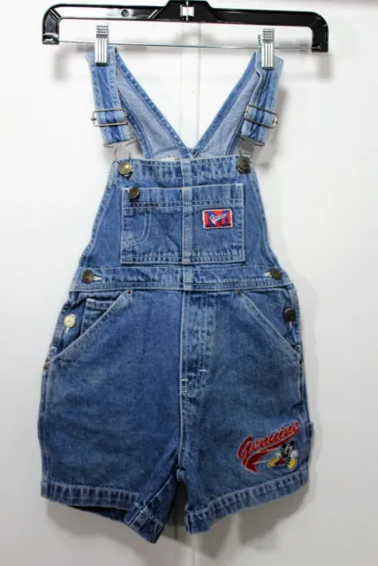 Genuine Mickey & Co. Denim Overall Shorts Youth Size 6 Embroidered Patch Disney