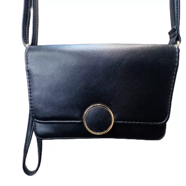 Black Faux Leather 3 in 1 Convertible Bag Purse Hand Bag Small Cute Minimalist