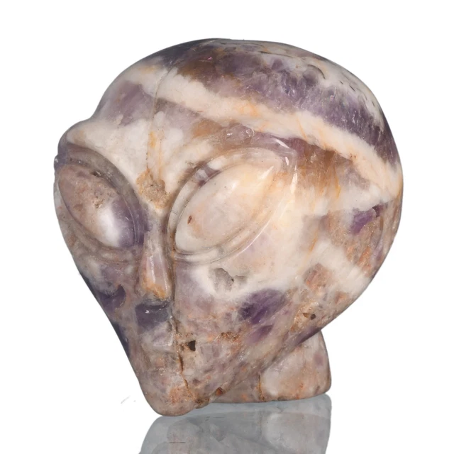 Special 1.54" Natural Chevron Hand Carved Alien Skull Sculpture Healing #35Z13