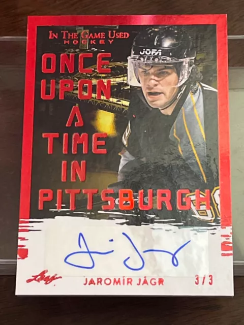 2022/23 Leaf In the Game Used Jaromir Jagr Once Upon in Pittsburgh Auto RED 3/3!