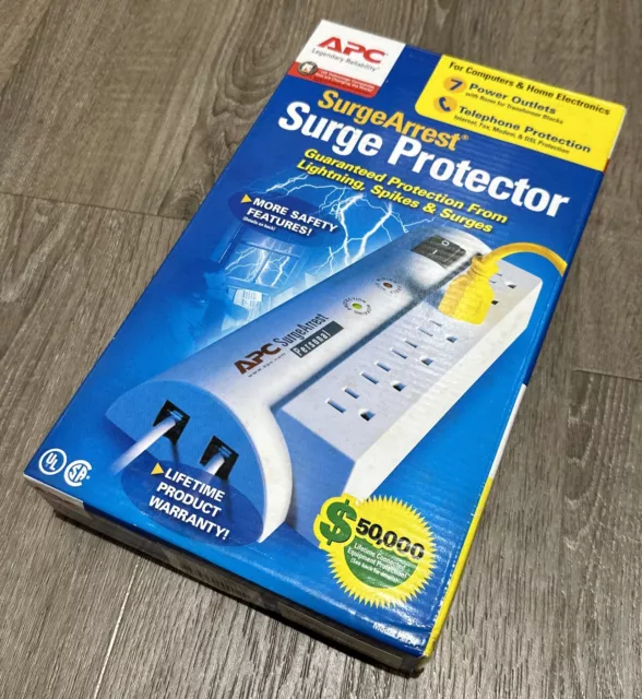 Apc Surge Arrest Protector 7 Power Outlets Electric Modem Dsl Internet Fax 1060