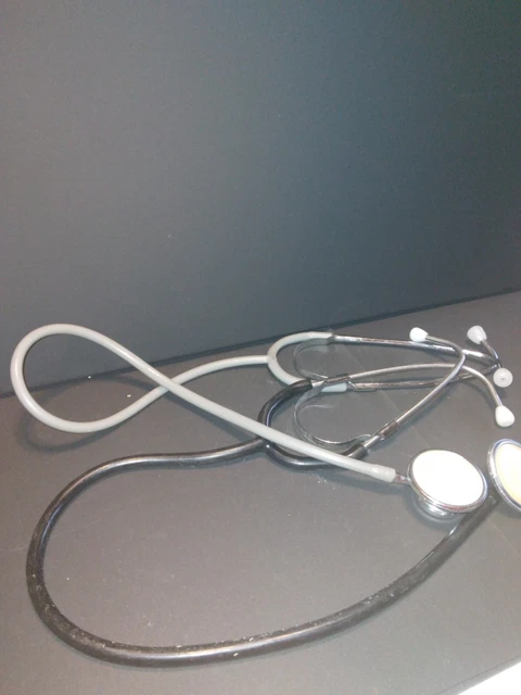 Pair (2) Old Vintage Doctor Classic Stethoscopes with Tubes Vtg Medical Dr Nurse