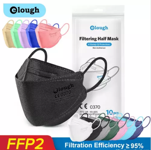 10x FFP2 Maske farbig; Zertifiziert CE0370; "Fisch Maske"; 4-Lagig