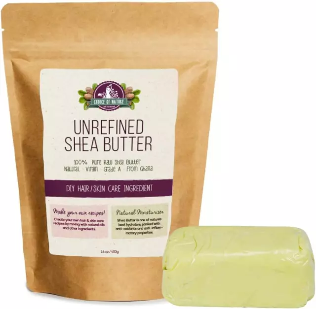 Choice of Nature, Unrefined Shea Butter Raw Organic | 16 Oz / 453 G | Pure Body