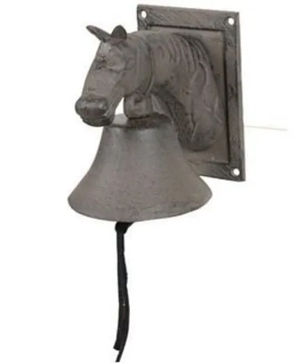 Tête de cheval avec cloche en métal opaque et inoxydable Horses