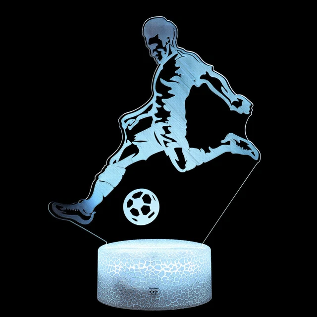 FULLOSUN Ice Hockey Goalie 3D Hologram Night Lamp – 16 Colors, Remote & Timer, USB/Battery, Kids Room Decor Gift