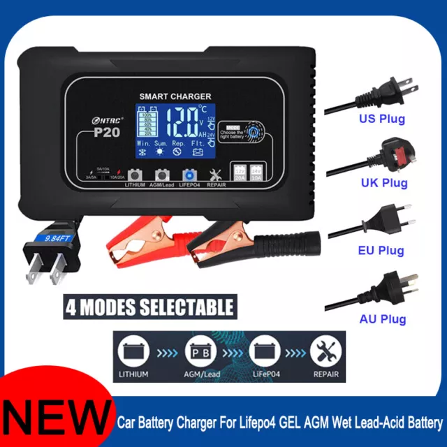 12V/24V Automatic Battery Charger For Lithium Lifepo4 GEL AGM Wet Lead-Acid ADE