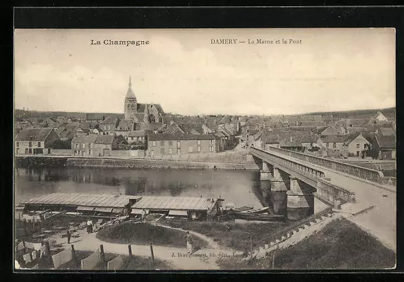 CPA Damery, La Marne et le Pont