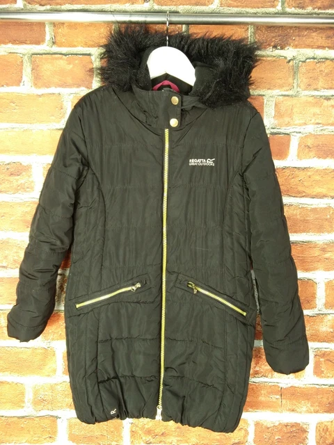 Girls Coat Age 9-10 Years Regatta Padded Jacket Black School Winter Lined 140Cm