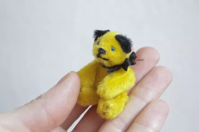 Vintage Miniature Tiny Jointed Golden Mohair Bear 2,5"in blue eyes steiff schuco