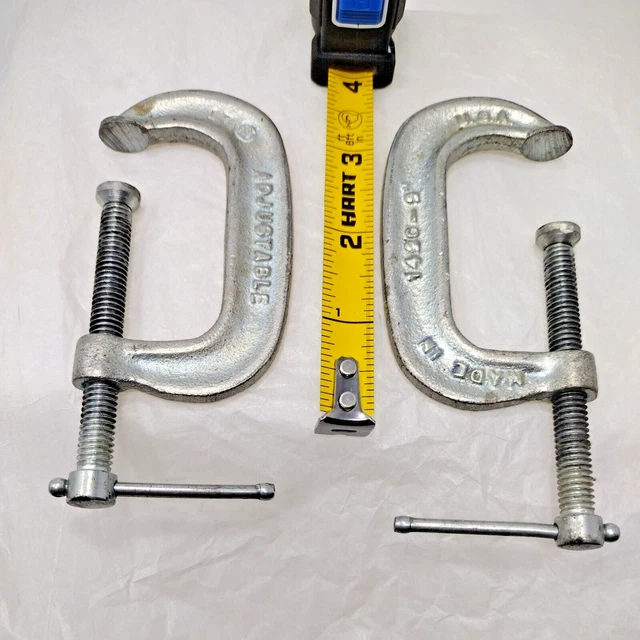 ADJUSTABLE  2 INCH  "C" CLAMPS 1420-2"  USA Vintage Lot of 2 Good Condition