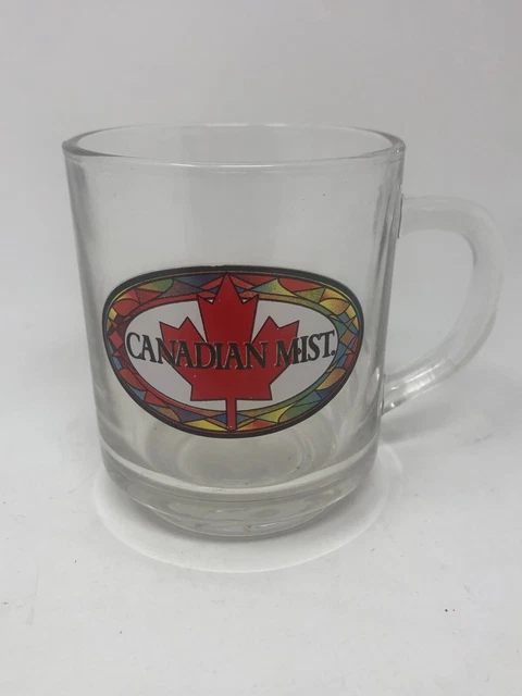 Vintage Luminarc Canadian Mist Whiskey Glass Coffee Mug Maple Leaf Barware