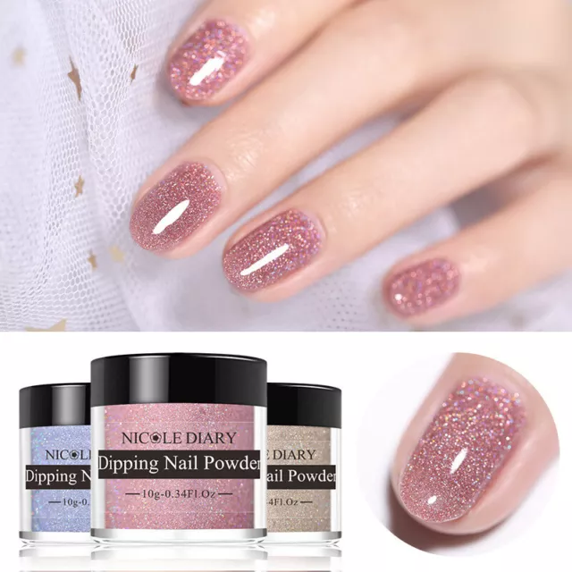 NICOLE DIARY 10ml Dipping Powder Glitter Dip System Liquid Nail Art Starter Kit♡ 3