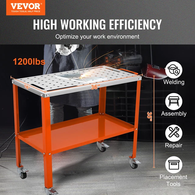 VEVOR tavolo di saldatura mobile panca saldatrice tavolo forato 91,4 x 45,7 cm max 544 kg 2