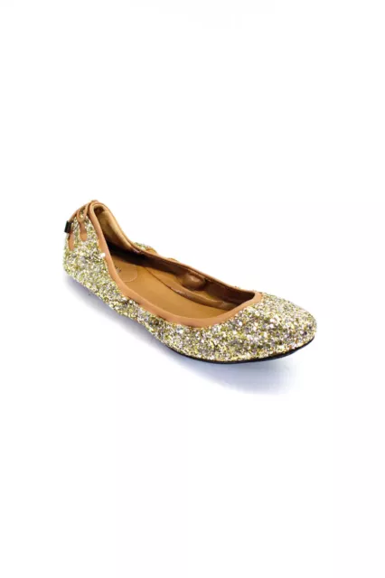 MARIA SHARAPOVA COLE Haan Womens Leather Trim Glitter Ballet Flats Gold  Size 8 $40.81 - PicClick