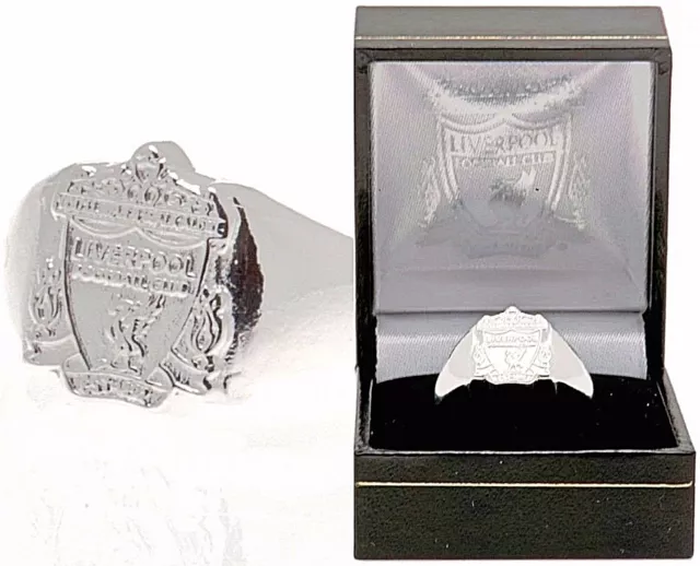 Liverpool FC Plaqué Argent Crest Bague Complet En Coffret Cadeau Lfc Taille U X