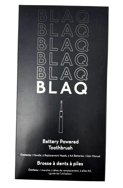 BLAQ Battery Powered Toothbrush w/ 2 Replacement Heads & Batteries. Brand New