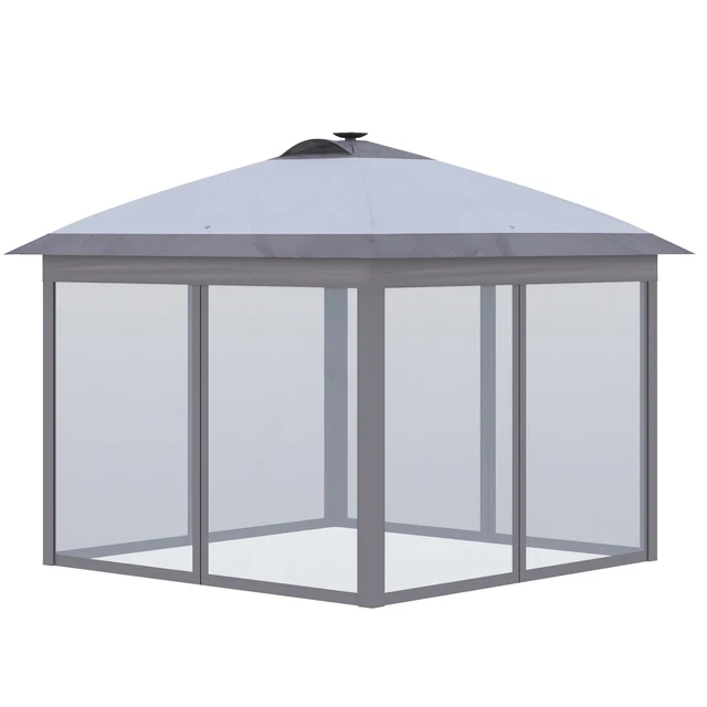 Pavillon Faltpavillon mit LED Solar Lichterkette USB 3,3 x 3,3 m Gartenpavillon