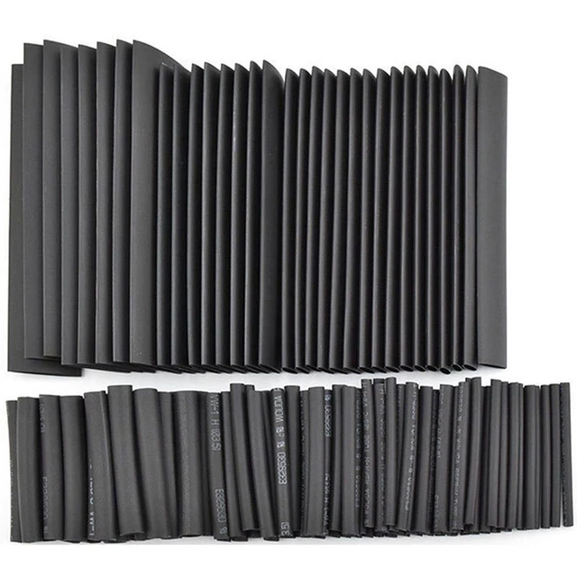 Tubi termoretraibili neri resistenti alle intemperie 127 pz kit assortimento (2