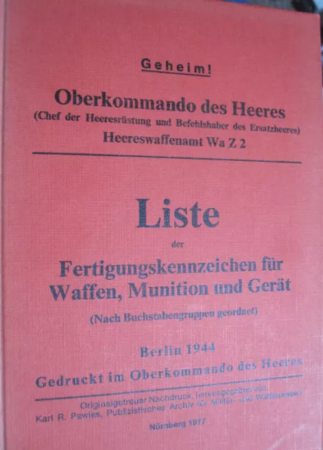 LISTE DER FERTIGUNGSKENNZEICHEN für Waffen, Munition und Gerät, 777S