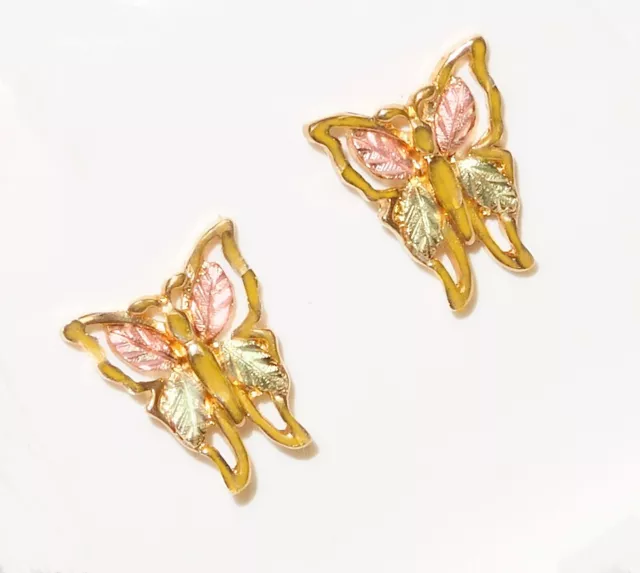 Black Hills Gold 10k Butterfly Leaves Stud Earrings