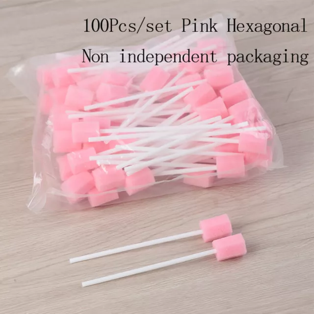 100pcs Disposable Oral Care Sponge Swab Tooth Cleaning Mouth Swabs With Stick ❤X