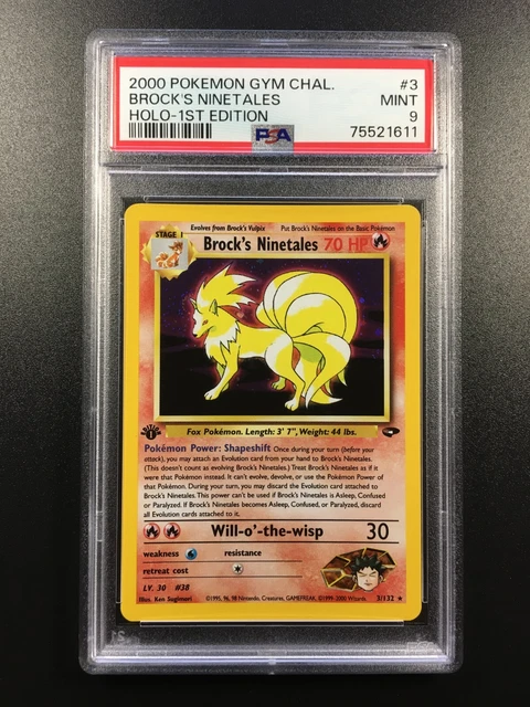 PSA 9 Gym Challenge 1st Edition Brock's Ninetales 3/132 Holo Pokemon WOTC