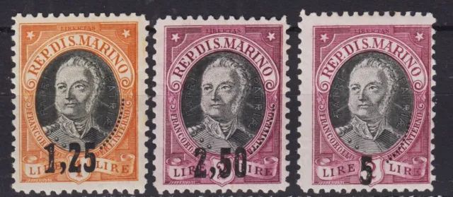 San Marino 1927 Onofri Soprastampato 3 V. G.i Mnh**