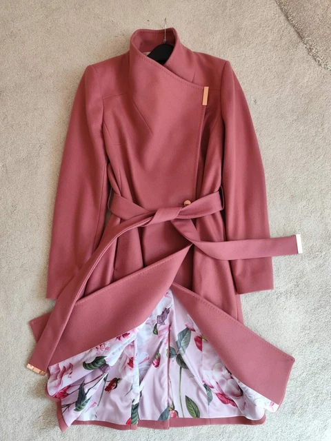 TED BAKER SANDRA Dusty Pink Wool Cashmere Belted Coat UK 10 TB 2 329 250.00 PicClick UK
