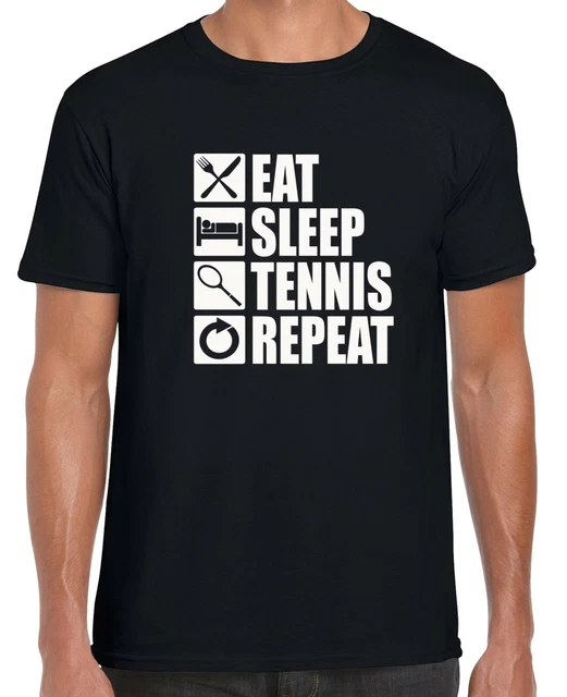 T-shirt EAT SLEEP TENNIS REPEAT (gildan wimbledon set gioco aperto racchetta match)