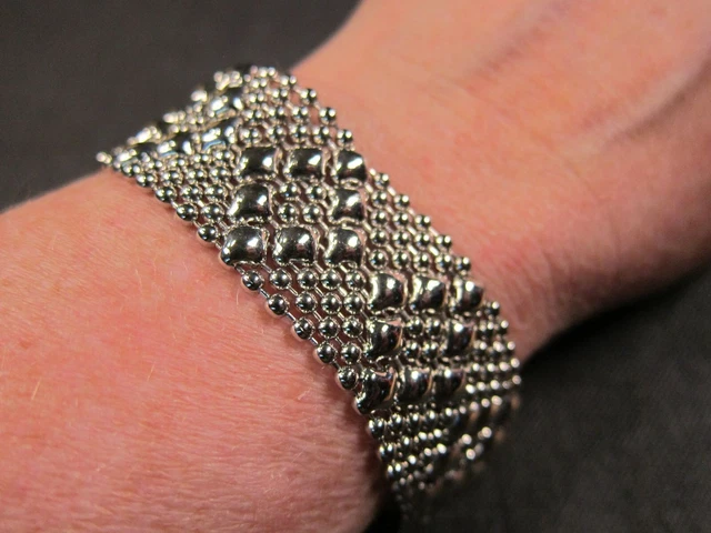 Gorgeous bright silver-tone liquid metal bracelet Sergio Gutierrez 13/16" wide Gorgeous bright silver-tone liquid metal bracelet Sergio Gutierrez 13/16" wide