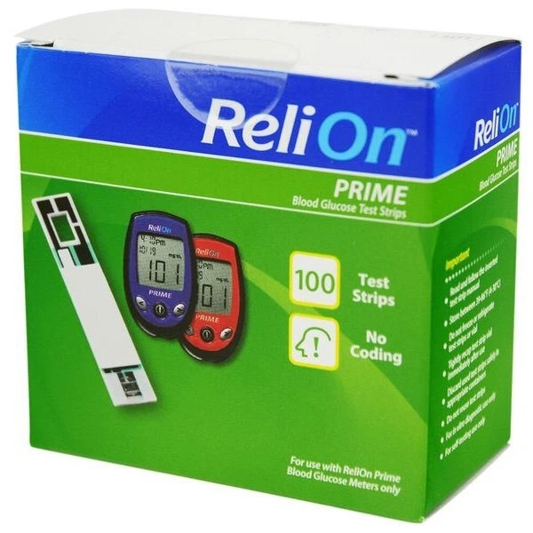 RELION PRIME BLOOD Glucose Test Strips 100 Count For Blood Glucose