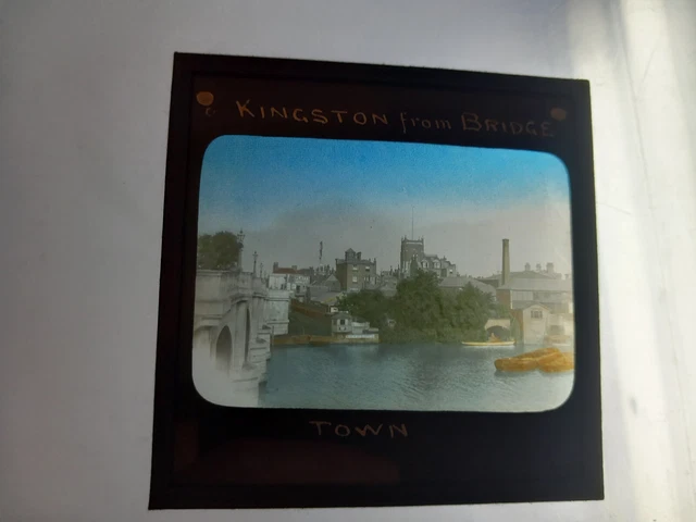 Antique Magic Lantern Slide river thames a view of richmond from the bridge