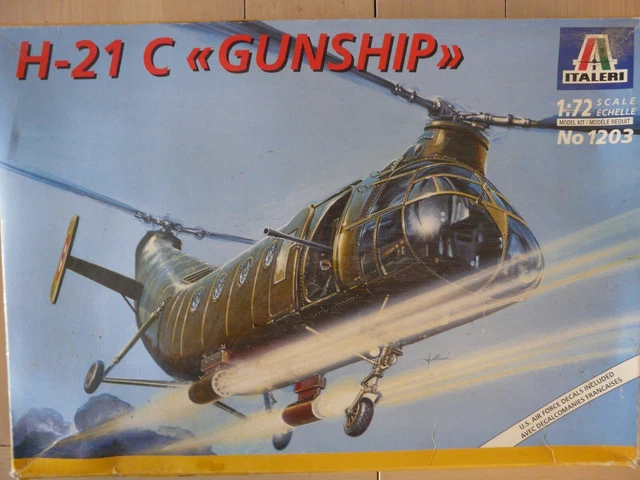 Maquette Italeri 1/72 H-21 C Gunship, Ref 1203, Décalques Altérés