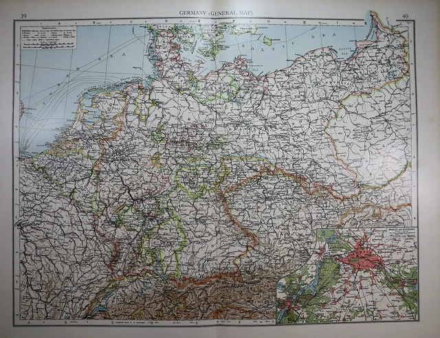 Old (XLG17x22) 1905 Time's Atlas Map ~ GEREMANY  ~ Free S&H
